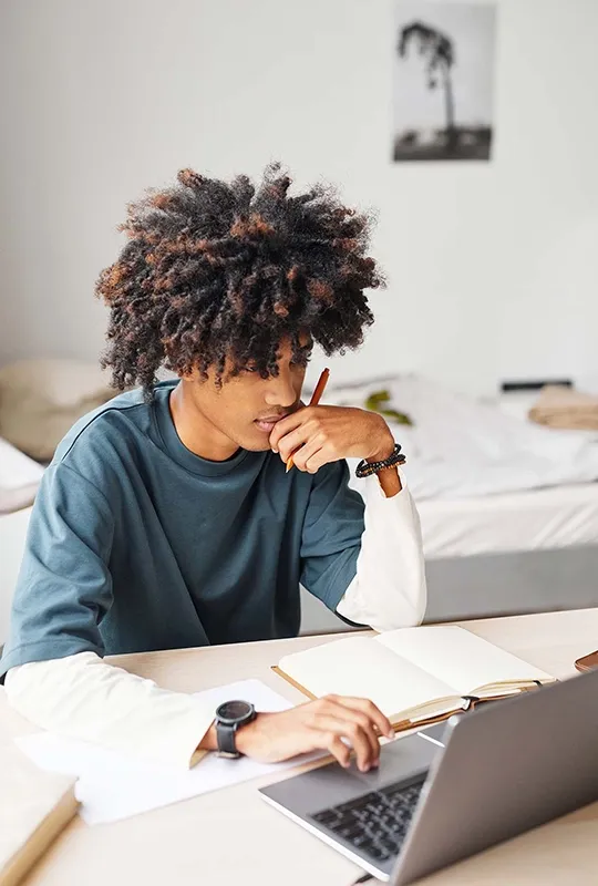 Student studying